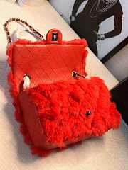 CHANEL new style lamb hair flip bag red - 5