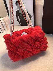CHANEL new style lamb hair flip bag red - 6