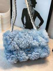 CHANEL new style lamb hair flip bag blue - 1