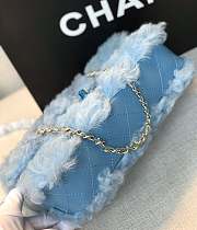 CHANEL new style lamb hair flip bag blue - 5