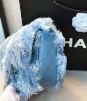 CHANEL new style lamb hair flip bag blue - 4