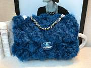 CHANEL New Style Lamb Hair Flip Bag Dark Blue  - 1