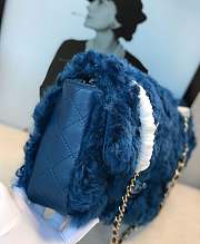 CHANEL New Style Lamb Hair Flip Bag Dark Blue  - 3