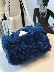 CHANEL New Style Lamb Hair Flip Bag Dark Blue  - 5