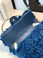 CHANEL New Style Lamb Hair Flip Bag Dark Blue  - 6