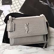 YSL Sunset Chain Wallet In Crocodile Embossed Shiny Leather 4858 - 6
