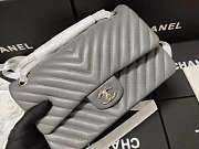 CHANEL Lambskin Chevron Quilted 30cm Flap Bag Grey With Sliver Hardware - 1