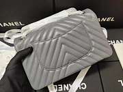 CHANEL Lambskin Chevron Quilted 30cm Flap Bag Grey With Sliver Hardware - 3