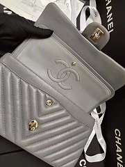 CHANEL Lambskin Chevron Quilted 30cm Flap Bag Grey With Sliver Hardware - 2