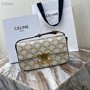 Celine Teen Triomphe Bag in Triomphe canvas and  calfskin (WHITE)188882BZ4.01BC - 1