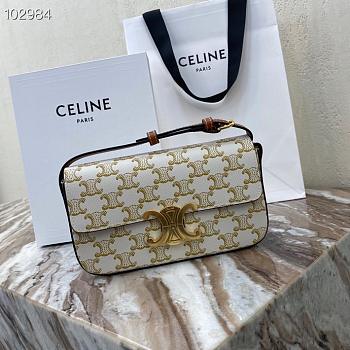 Celine Teen Triomphe Bag in Triomphe canvas and  calfskin (WHITE)188882BZ4.01BC