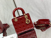 Dior Small Lady Bag Cherry Red Patent Cannage Calfskin 20x17x8cm - 1