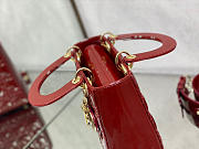 Dior Small Lady Bag Cherry Red Patent Cannage Calfskin 20x17x8cm - 3