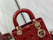 Dior Small Lady Bag Cherry Red Patent Cannage Calfskin 20x17x8cm - 5