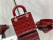 Dior Small Lady Bag Cherry Red Patent Cannage Calfskin 20x17x8cm - 4