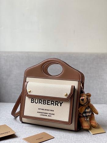 BURBERRY Mini Two tone Pocket Bag Natural Malt (Malt Brown) 80317461