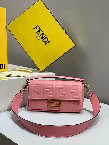 Fendi Baguette Pink Nappa Leather Bag 27x15x6cm