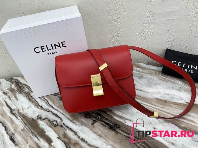 Celine Teen Classic Bag In Box Calfskin (Red) 192523DLS.27OR - 1