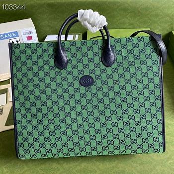 GG Multicolour large tote bag (Green and blue GG canvas) 659980 2UZAN 3368
