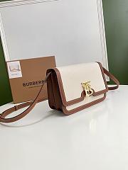 BURBERRY Small Two tone Canvas and Leather TB Bag (Natural_Malt Brown) 80146401 - 5