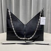 GIVENCHY Large Cut Out Bag In Crocodile-Effect Leather With Chain (Black) size 46cm - 1