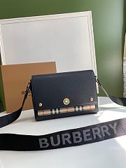 BURBERRY Leather and Vintage Check Note Crossbody Bag (Black) 80211101 - 1