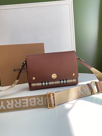 BURBERRY Leather and Vintage Check Note Crossbody Bag (Tan) 80211111