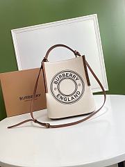 BURBERRY Small Logo Graphic Cotton Canvas Peggy Bucket Bag (Natural _Tan) 80268241 - 1