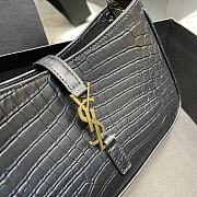 YSL Le 5 À 7 Hobo Bag In Crocodile-Embossed Shiny Leather (Black) 657228 Size 23 X 16 X 6,5 CM - 4