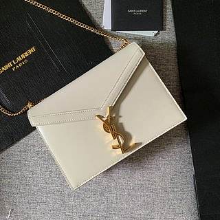 YSL Cassandra Monogram Clasp Bag In Grain De Poudre Embossed Leather (White Vintage) 532750BOW0W9207