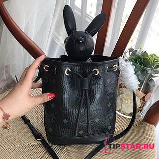 MCM | Zoo Rabbit Drawstring Bag in Visetos Leather Mix (Black) MWDBSXL01QH001 - 1