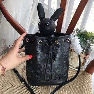 MCM | Zoo Rabbit Drawstring Bag in Visetos Leather Mix (Black) MWDBSXL01QH001