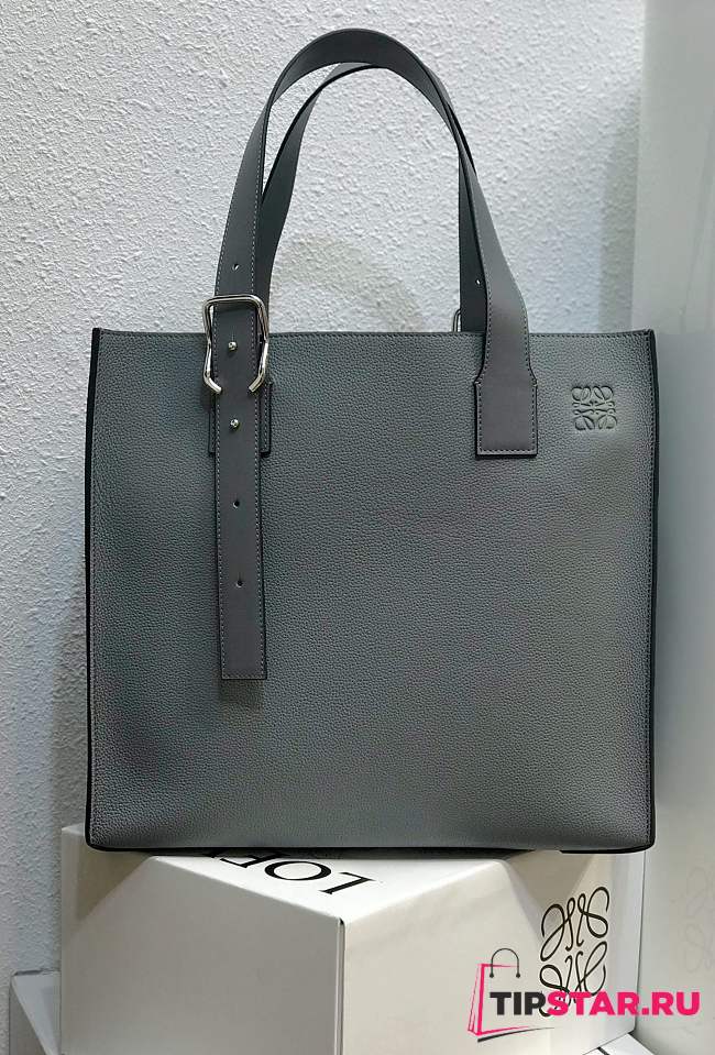LOEWE Buckle tote bag in soft grained calfskin (Anthracite) B692L09X01 - 1