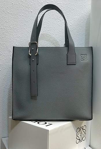 LOEWE Buckle tote bag in soft grained calfskin (Anthracite) B692L09X01