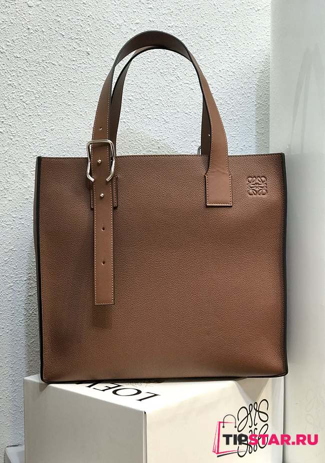 LOEWE Buckle tote bag in soft grained calfskin (Cognac) B692L09X01 - 1