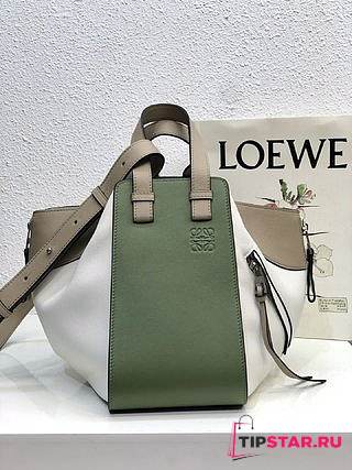 LOEWE Small Hammock bag in classic calfskin (White and Green) 326.30KS35 - 1