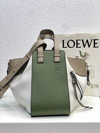 LOEWE Small Hammock bag in classic calfskin (White and Green) 326.30KS35