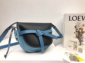LOEWE Small Gate bag in soft calfskin (Blue_Black) 321.54.T20