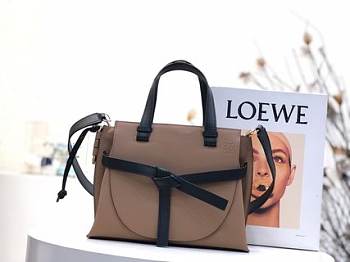 LOEWE Small Gate Top Handle bag in soft grained calfskin (Light Yellow Lychee) 321.12.U61