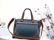 LOEWE Small Gate Top Handle bag in soft grained calfskin (Wool Green Grid)  321.12.U61 - 5