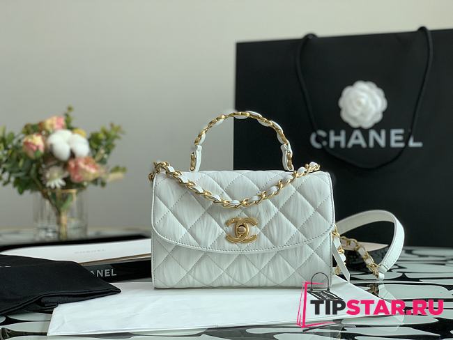 CHANEL Mini Flap Bag With Top Handle (White) AS2477 B05514 10601 - 1