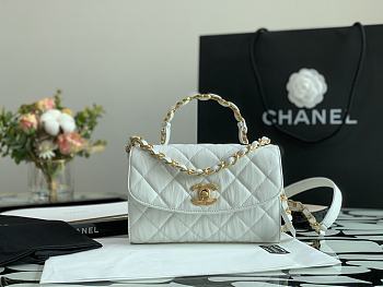 CHANEL Mini Flap Bag With Top Handle (White) AS2477 B05514 10601