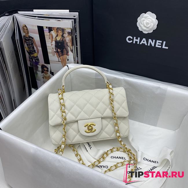 Chanel Mini Flap Bag With Top Handle (White) AS2431 B05607 10601 - 1