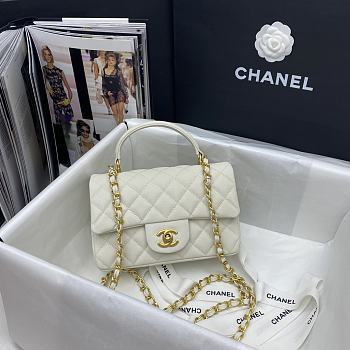 Chanel Mini Flap Bag With Top Handle (White) AS2431 B05607 10601