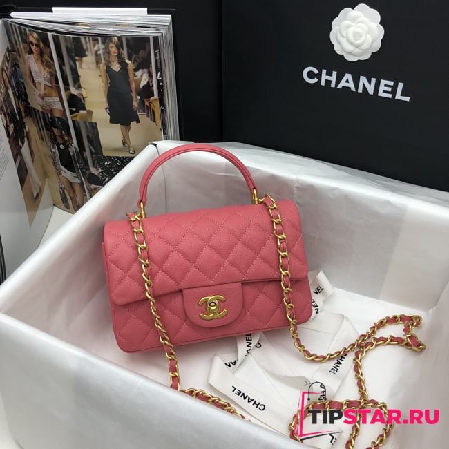 Chanel Mini Flap Bag With Top Handle (Pink) AS2431 B05607 10601 - 1