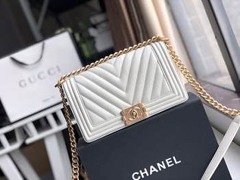 CHANEL V Boy Chanel Handbag (White)