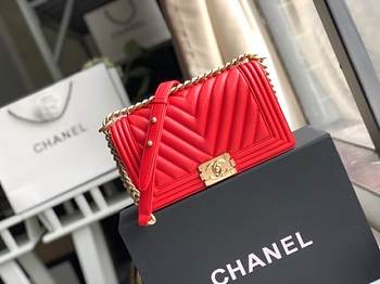CHANEL V Boy Chanel Handbag (Red)