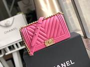 CHANEL V Boy Chanel Handbag (Dark Pink) - 1