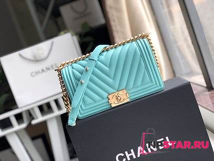 CHANEL V Boy Chanel Handbag (Light Blue) - 1