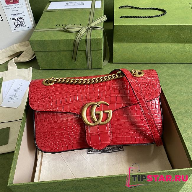 GUCCI GG Marmont (Red Crocodile Pattern) 443497 - 1